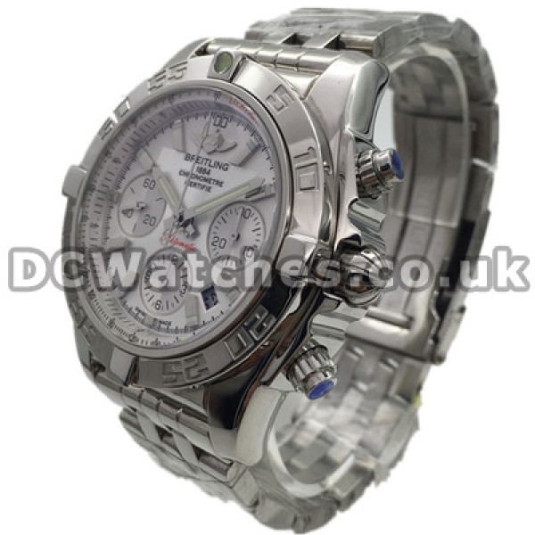 Classic White Dials Male Breitling Avenger Copy Watches With Silver Steel Cases And Bracelets