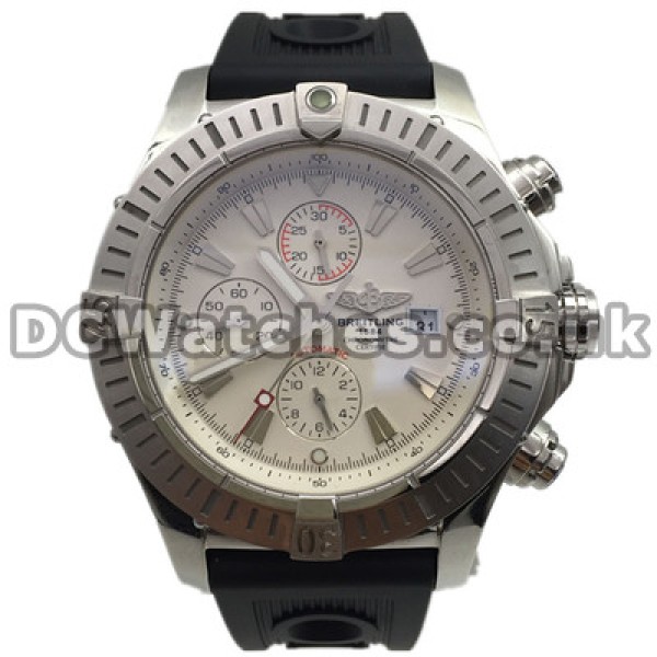 Smooth Black Straps 49MM Breitling Avenger Replica Watches With White Dials And Steel Cases
