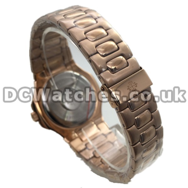 Mature Rose Gold Steel Bracelets And Coffee Dials Patek Philippe Nautilus Replica Watches For Men