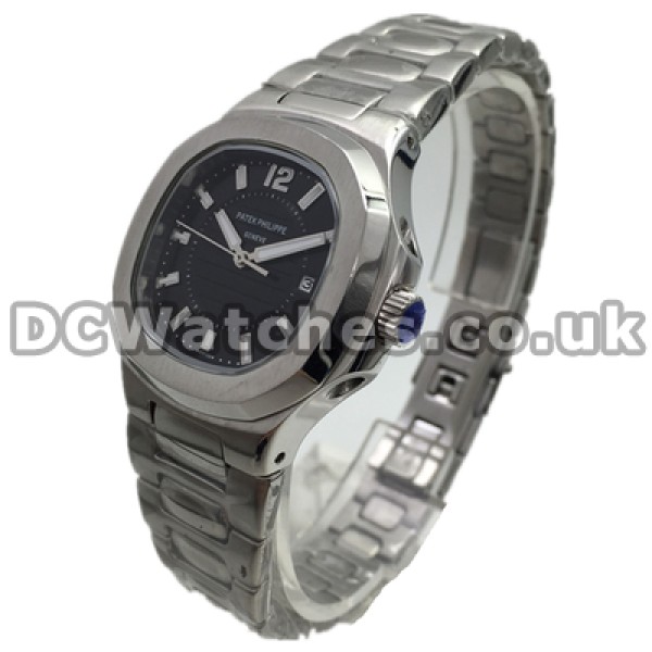 Elegant Swiss Female Steel Bracelets Patek Philippe Nautilus Replica Watches With Black Dials Online