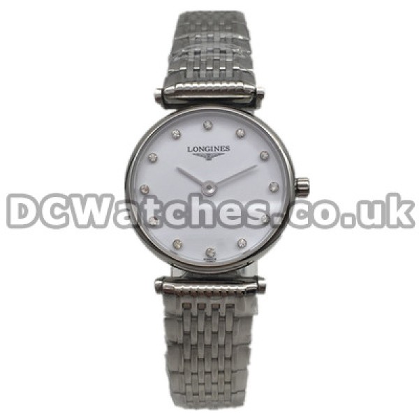 Elegant Female Steel Cases And White Dials Swiss Longines Elegant Series Fake Watches Online