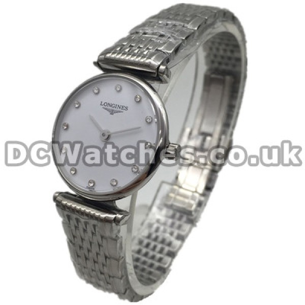 Elegant Female Steel Cases And White Dials Swiss Longines Elegant Series Fake Watches Online
