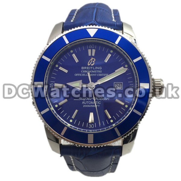 Special Blue Dials Male Breitling SuperOcean Heritage Replica Watches With Blue Crocodile Straps Online