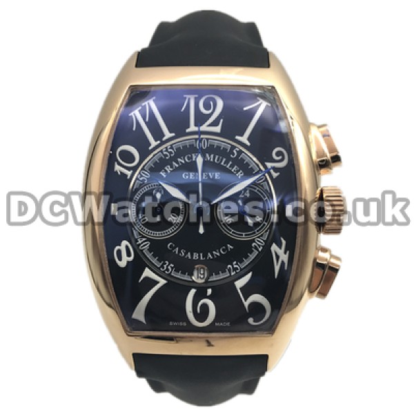 Sturdy 43.3MM Rose Gold Steel Cases Franck Muller Mariner Replica Watches With Black Straps
