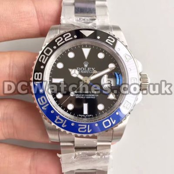 Unique Black And Blue Ceramic Bezels Rolex GMT Master II Copy Watches With Black Dials