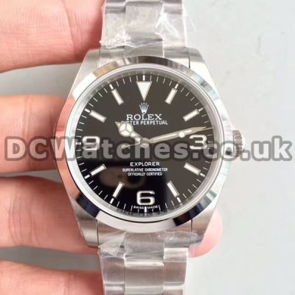 Concise Black Dials Rolex Air-King Copy Watches With 40MM Steel Cases For Men