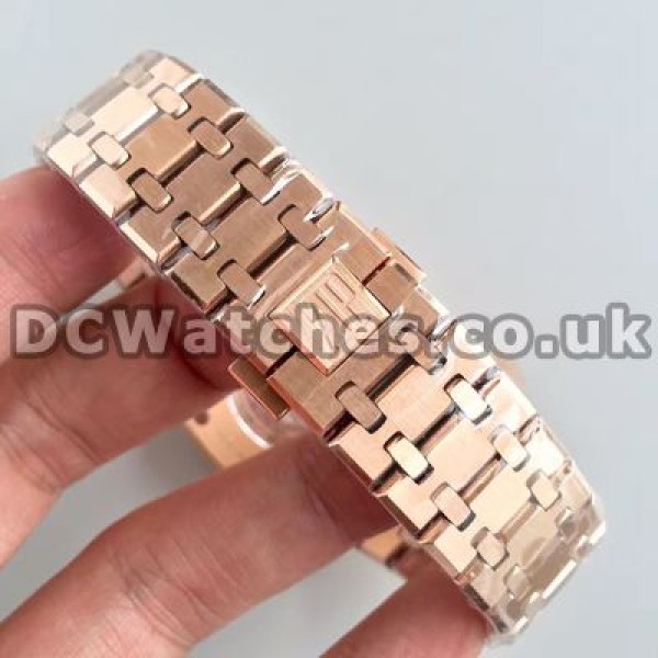 Special Black Dials Audemars Piguet Royal Oak Copy Watches With Rose Gold Steel Bracelets Sale
