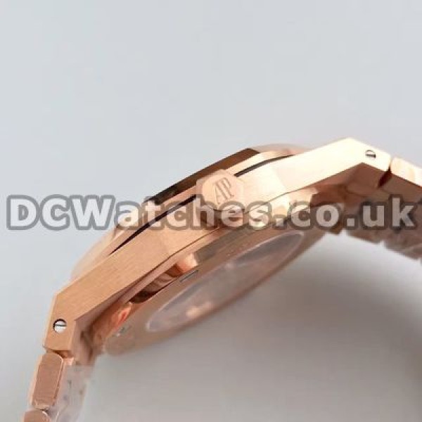 Charming Blue Dials Automatic Audemars Piguet Royal Oak Fake Watches With Rose Gold Steel Cases