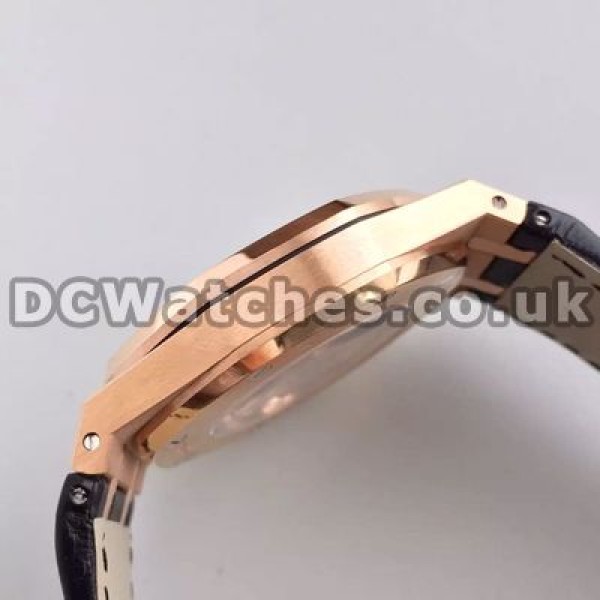 Brown Crocodile Straps Cheap Audemars Piguet Royal Oak Replica Watches With Rose Gold Steel Cases