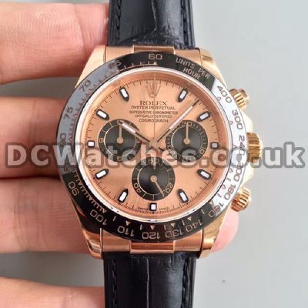 Unique Rose Gold Dials And Cases 40MM Rolex Daytona 7750 Replica Watches For Men