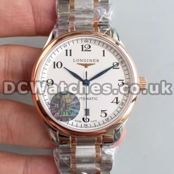 Modern Rose Gold & Steel Cases Longines Master Collection Replica Watches With Blue Hands For Men