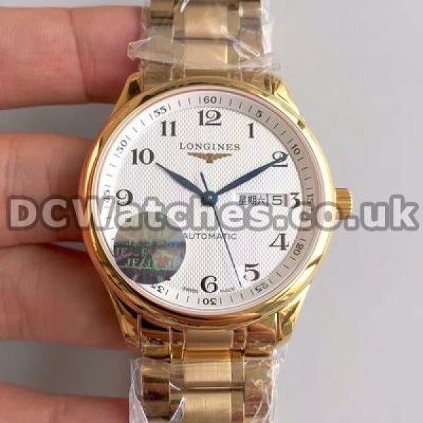 Functional White Dials And Gold Cases Longines Master Collection Copy Watches For Men