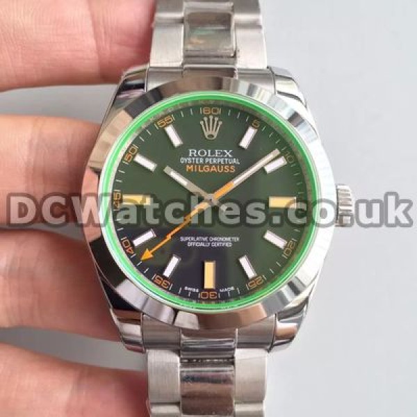 Stable Swiss Automatic Movements Male Rolex Milgauss Fake Watches With Black Dials Online