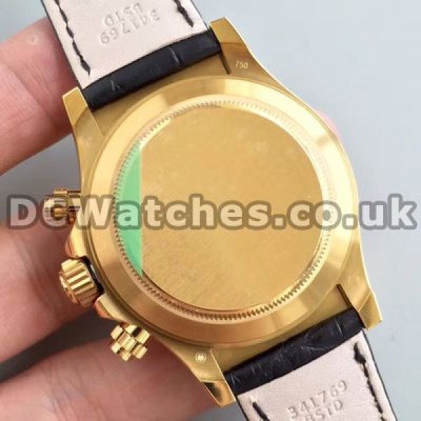 Fashionable 40MM Male Diamond Indexes Rolex Daytona Replica Watches With White Dials And Black Straps