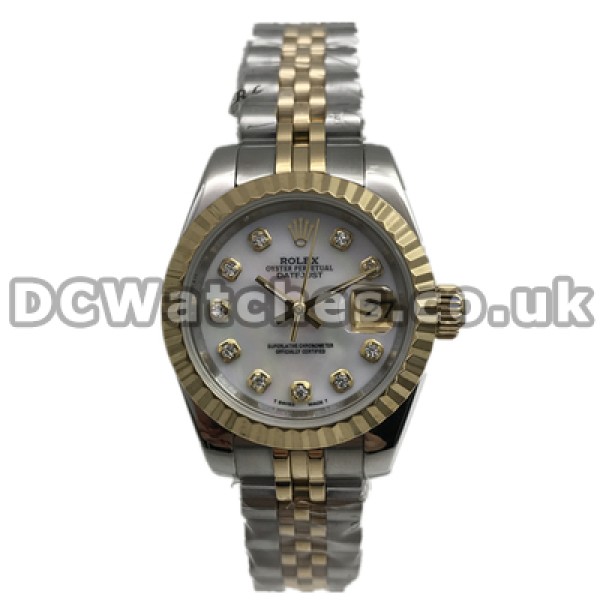 Popular Swiss Automatic Movements Female Rolex Datejust Fake Watches With Gold & Steel Cases