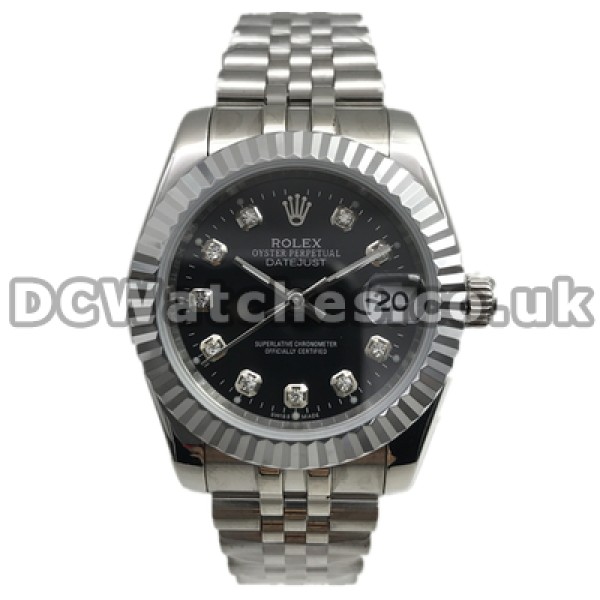 Appropriate 31MM Steel Cases Rolex Datejust Fake Watches Onlone Sale With Black Dials