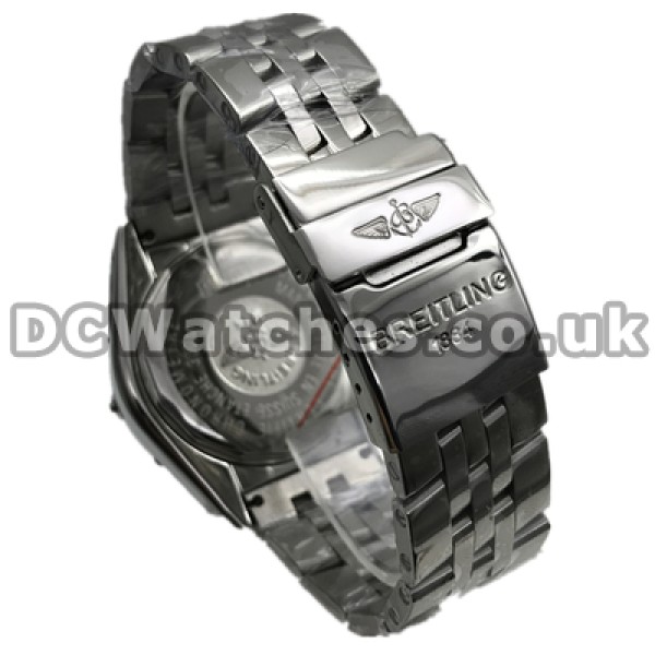 Pure White Dials Breitling Chronomat Copy Watches For Men Online With Steel Bracelets