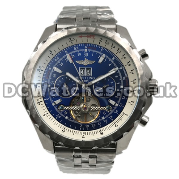Cheap Blue Dials Swiss Breitling Bentley Fake Watches Sale For Men With 48MM Steel Cases