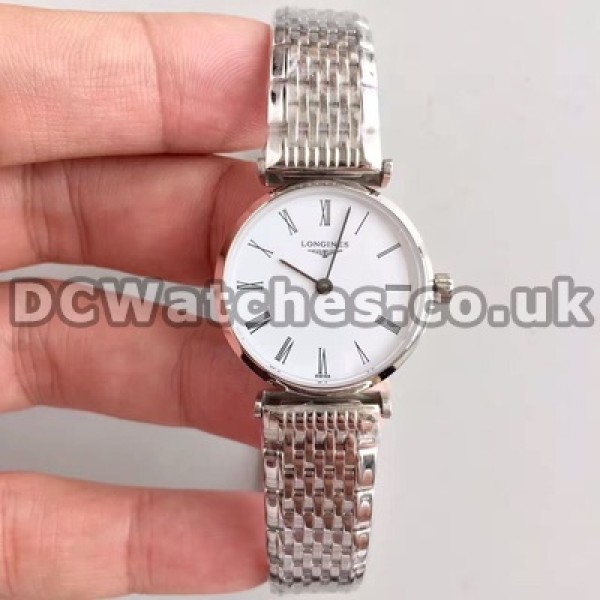 Appropriate Female White Dials Swiss Longines La Grande Classique Fake Watches With Steel Bracelets Sale
