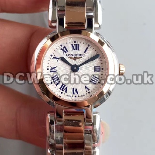 Female Swiss Quartz Movements 26MM Longines Primaluna Copy Watches With Rose Gold & Steel Cases