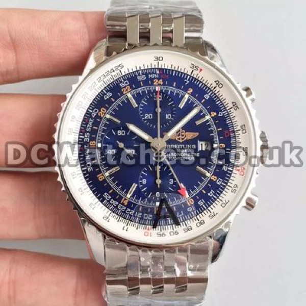 Charming Blue Dials And Steel Bracelets Male Breitling Navitimer 7750 Replica Watches For Sale