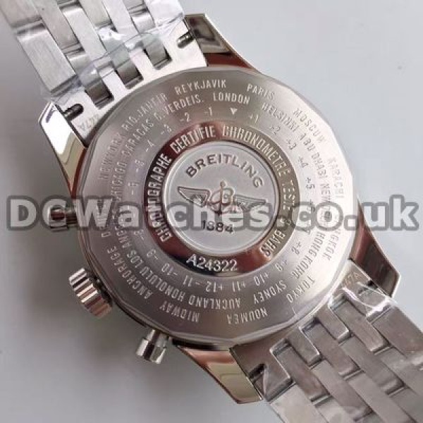 Perfect Breitling Navitimer 7750 Fake Watches For Men With White Dials And Steel Bracelets