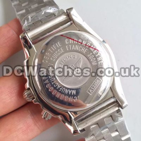 Novel Swiss 44MM Steel Cases Breitling Chronomat 7750 Fake Watches With White Dials For Men