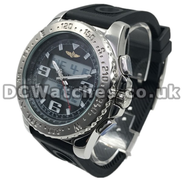 Unique Black Dials Male Breitling Airwolf Raven Fake Watches With Black Straps Sale