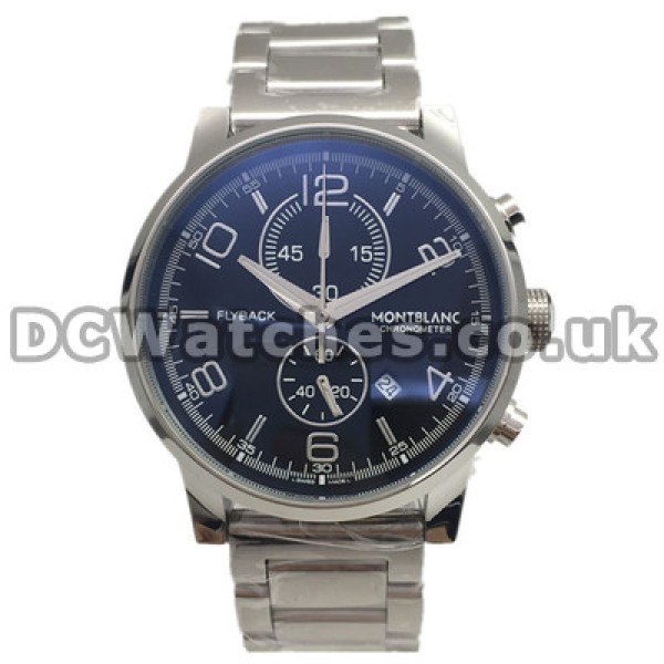 Charming Male 43MM Steel Cases Montblanc The Time Traveler Copy Watches With Black Dials Sale Online