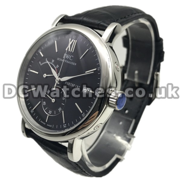 Swiss top-quality Quartz Movements Male IWC Portofino Manual Copy Watches With Black Dials Online