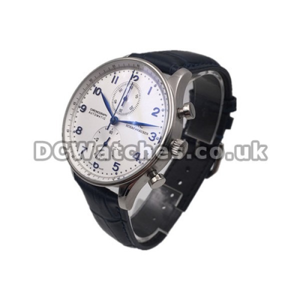 Male Sturdy 41MM Steel Cases IWC Portuguese Chrono Copy Watches With Black Straps Online