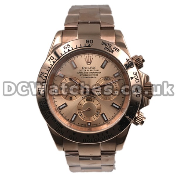 UK 1:1 Wholesale Replica Rolex Daytona Watches With Rose Gold Dials For Sale