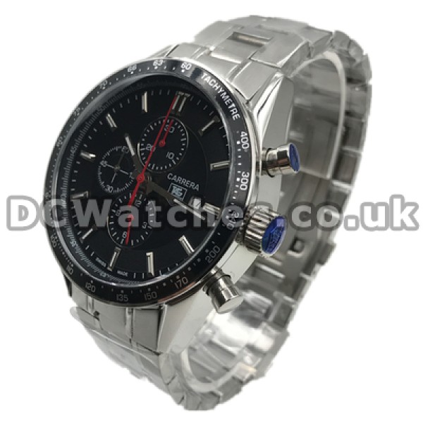 High-quality Male Black Dials 41MM Tag Heuer Carrera Replica Watches With Steel Bracelets