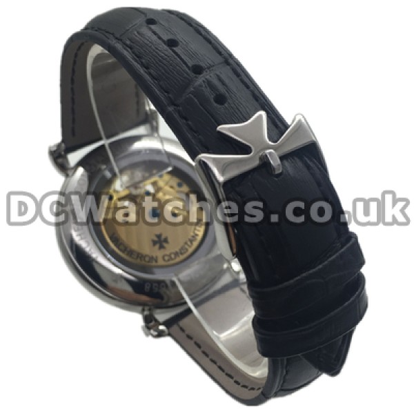 Legible Blue Hands And Blue Roman Numerals Male Vacheron Constantin World Replica Watches With Steel Cases