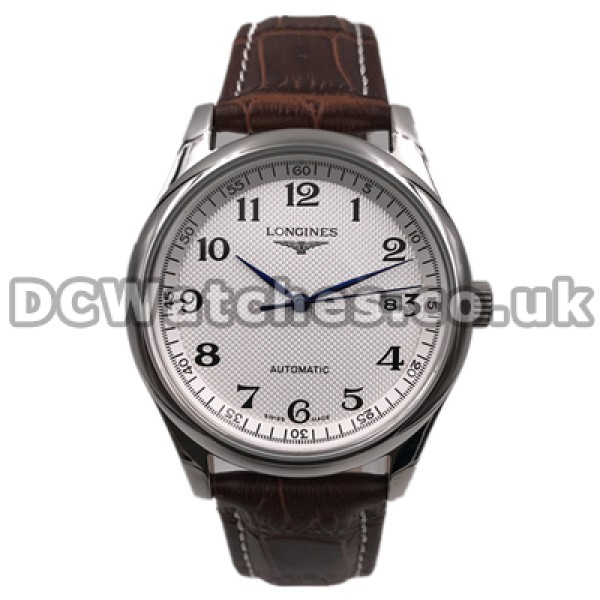 Modern Automatic Movements Male Longines Master Collection Copy Watches With White Dials And Steel Cases