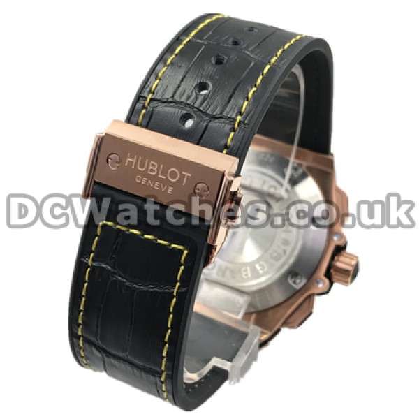 Attractive Yellow Hands And Indexes Male Replica Hublot 46MM Watches With Rose Gold Steel Cases