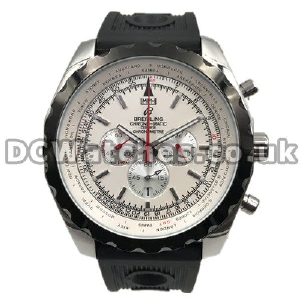Special Male Quartz 48MM Replica Breitling Chrono-Matic Watches With White Dials Sale