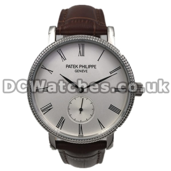 Useful Automatic Movements Male Patek Philippe Calatrava Copy Watches With White Dials