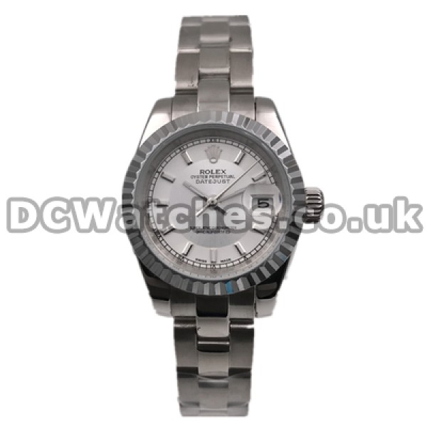 Concise 26MM Automatic Movements Replica Rolex Lady-Datejust Watches With White Dials Online