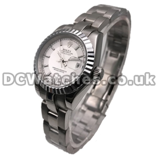 Concise 26MM Automatic Movements Replica Rolex Lady-Datejust Watches With White Dials Online