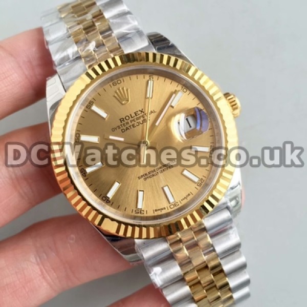 Male Gold Bezels Rolex Datejust II Fake 41MM Watches With Automatic Movements